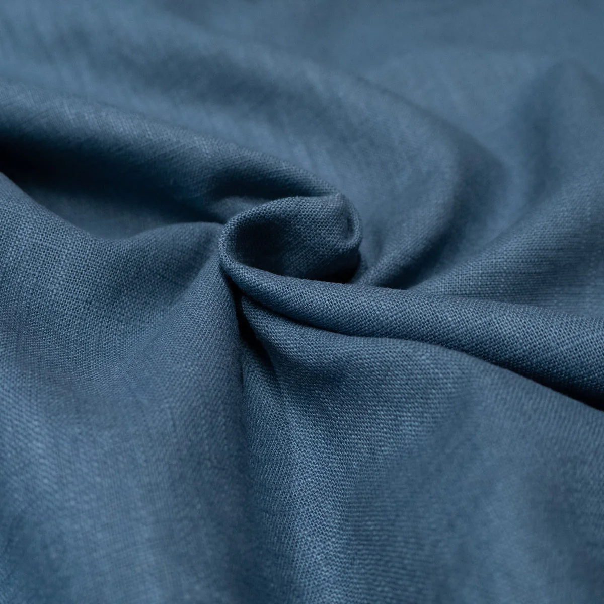 Washed Linen Fabric - Bleu jean - Image 2