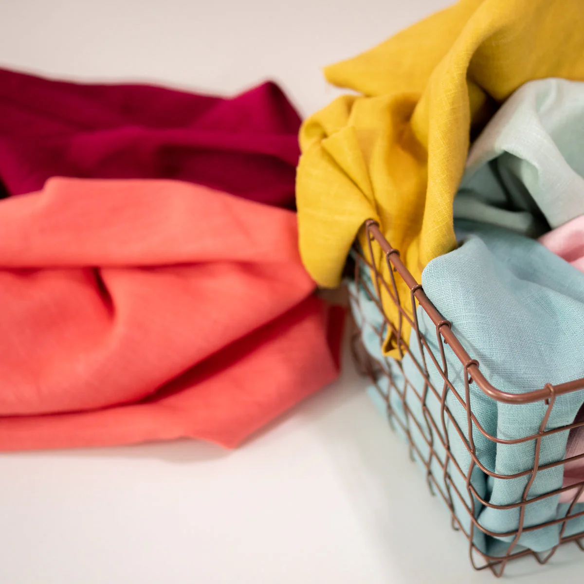Linen fabric - Cherry - Image 5
