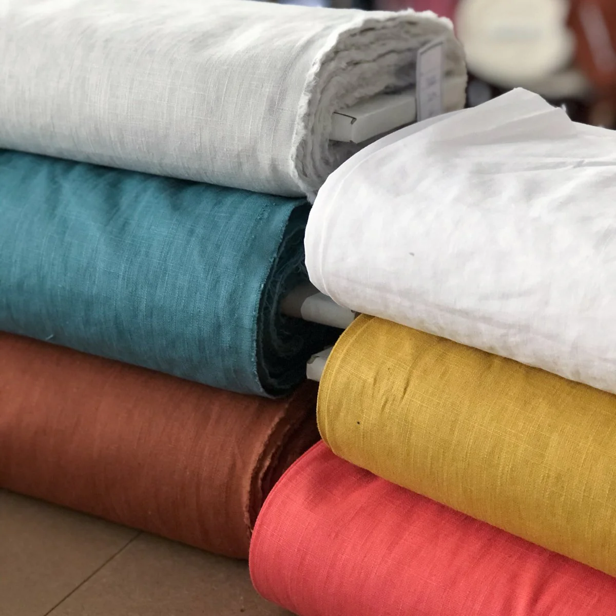 Washed Linen Fabric - petrol blue - Image 3